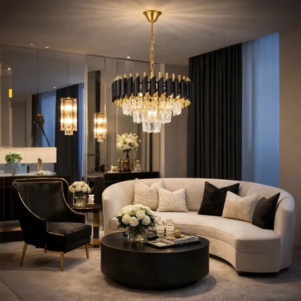 Brilagi - Lampadario a sospensione con catena ECLIPSE 5xE14/10W/230V Ø 38 cm nero/oro