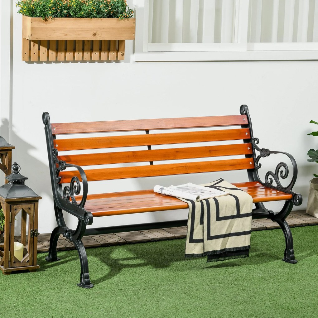 Panchina da Giardino 2 Posti con Braccioli 120x64x79 cm in Alluminio e Legno Teak...