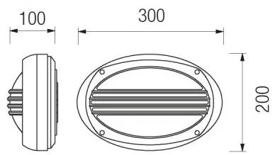 Lem Oval Led Con Griglia In Mezzo E Diffusore In Vetro O In Policarbonato 13W 3000°K