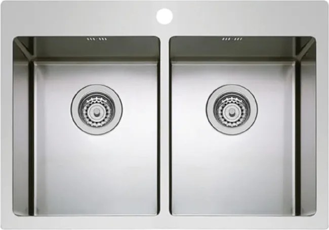 Lavello sopratop 2 vasche in inox argento PYRAMIS Istros L 51 x L 75.5 cm
