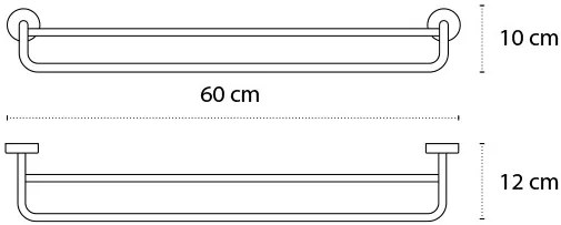 New Line N5 Portasciugamani 60 cm tondo doppio In Acciaio Inox Cromato