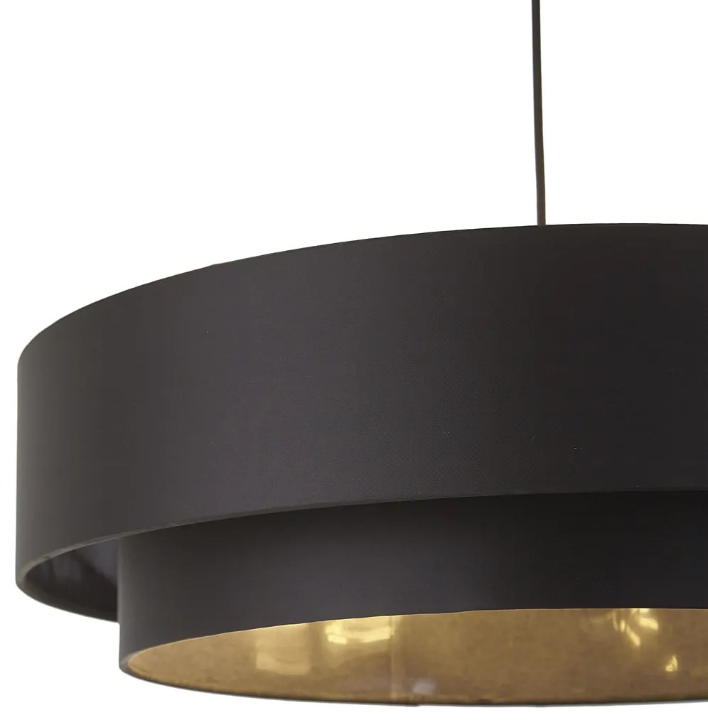 Lampada a sospensione moderna nera 50cm 3 luci - Drum Duo