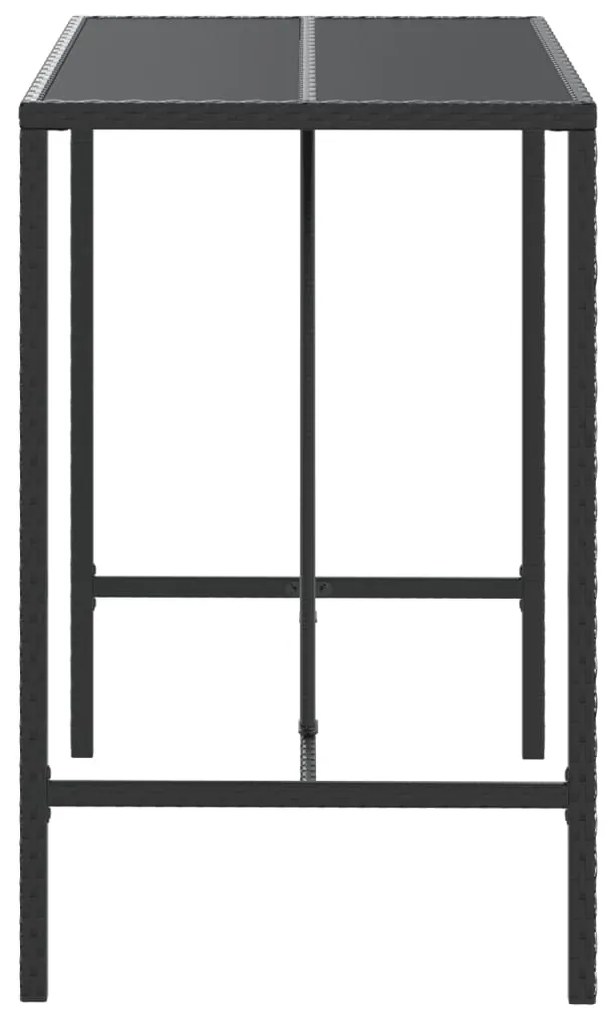 Tavolo da bar con piano in vetro nero 110x70x110 cm polyrattan