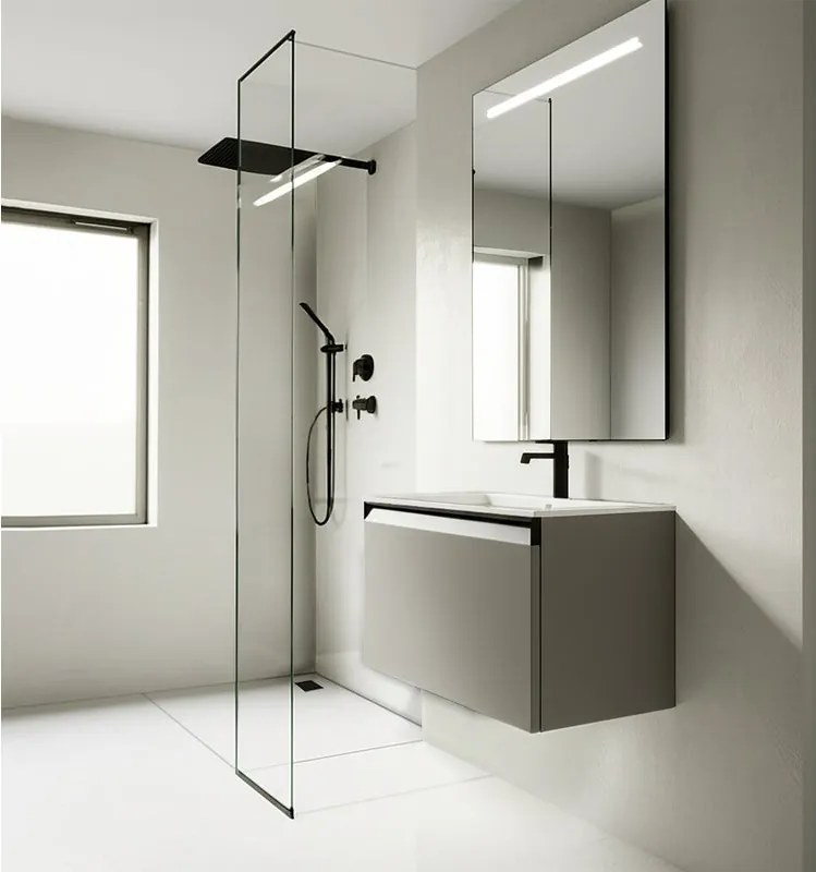 Mobile da bagno sospeso sotto lavabo L 59.5 x H 40 x P 45.5 cm grigio opaco, 1 cassetto Fusion