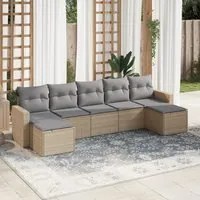 Set Divani da Giardino 7 pz con Cuscini Beige in Polyrattan 3219329