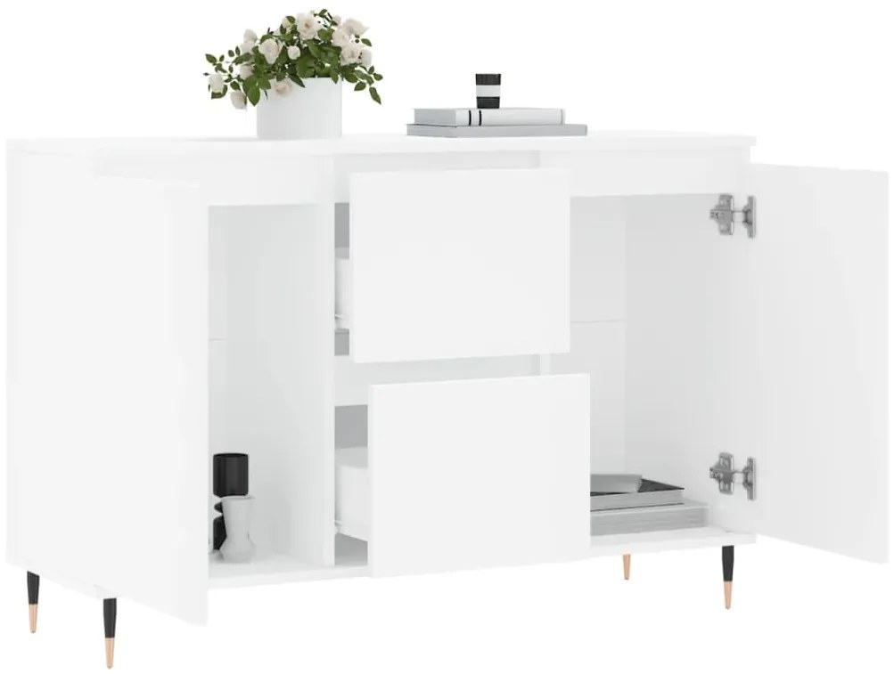 Credenza bianca 104x35x70 cm in legno multistrato