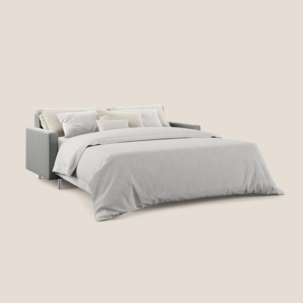 Andromeda divano letto matrimoniale in velluto morbido impermeabile T01 grigio chiaro