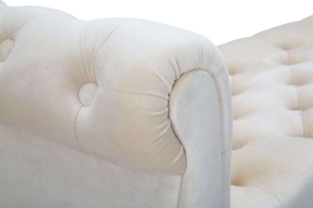 Panchina color crema con rivestimento in velluto Paris – Mauro Ferretti