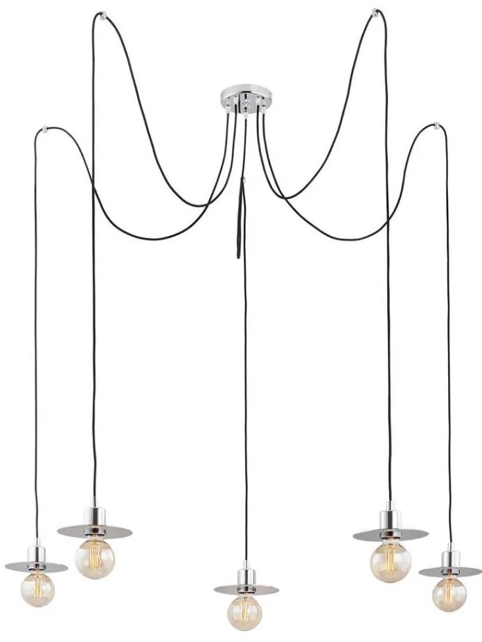 Argon 2079 - Lampadario a sospensione con filo CORSO 5xE27/15W/230V ragno cromo lucido