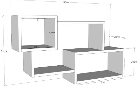 Mensola da parete AYDER 51x90 cm marrone/bianco