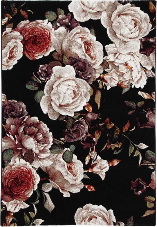 Tappeto Floral C in polipropilene nero L 230 x L 160 cm