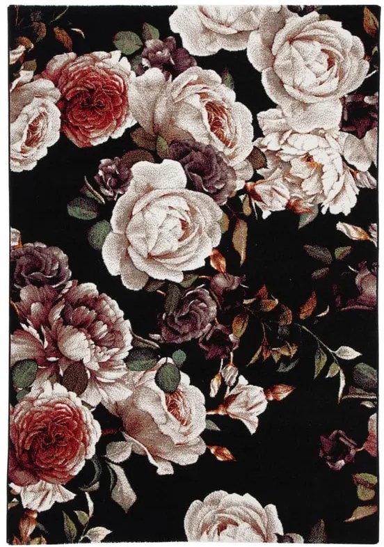 Tappeto Floral c nero, L 190 x L 133 cm
