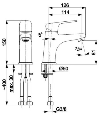 KFA Armatura 5552-815-81 - Rubinetto lavabo OTAVA 15 cm nero opaco