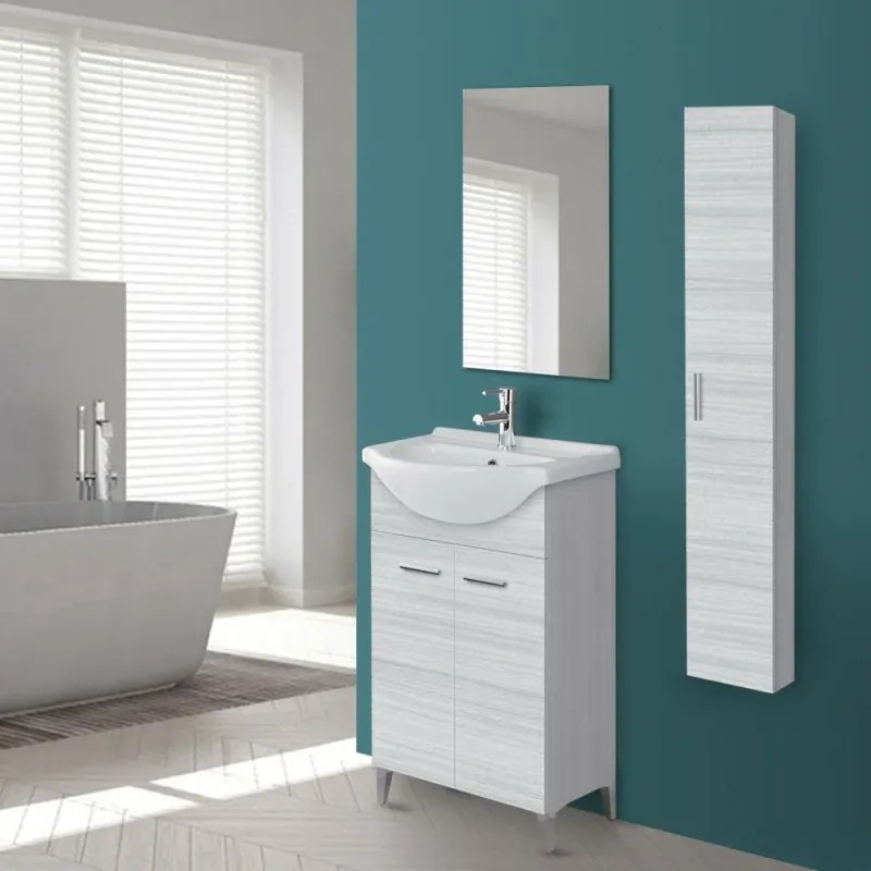 Pensile bagno sospeso 150 cm grigio con anta reversibile Desya