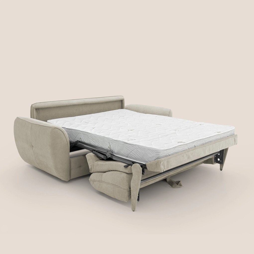 Zeus Divano letto scandinavo con schienale alto in tessuto impermeabile T02 panna