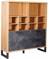 Libreria 1 Anta 2 Cassetti 131,6x35x147,2 cm in Truciolare Nobilitato Quercia e Ardesia