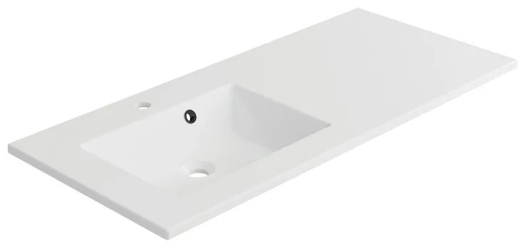 Lavabo integrale a incasso a sinistra rettangolare Neo L 106 x H 11.2 x P 48.5 cm in solid surface bianco