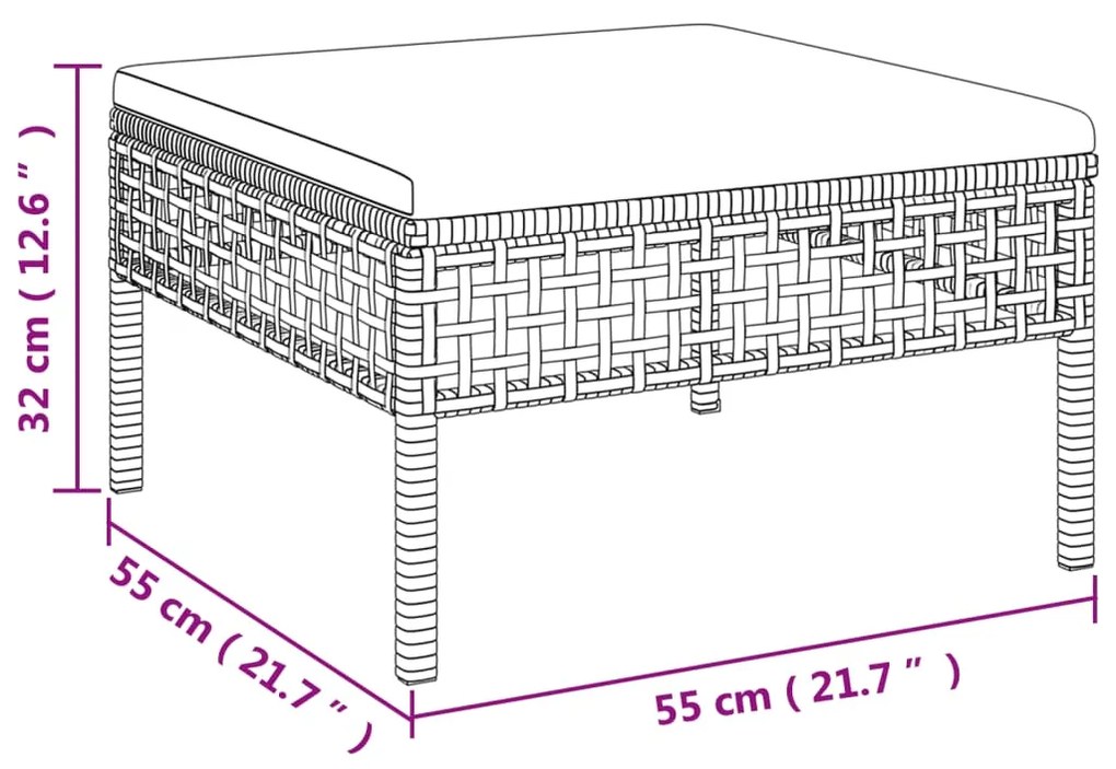 Set Divani da Giardino 7 pz con Cuscini in Polyrattan Grigio