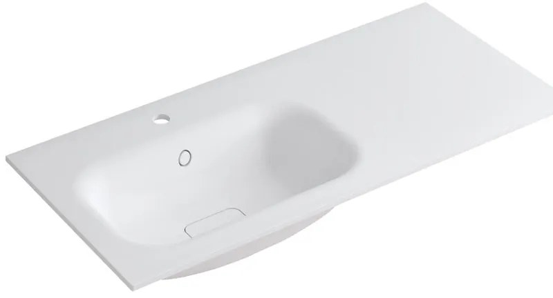 Lavabo a incasso rettangolare vasca a sinistra L 100.5 x H 15 x P 46 cm in resina bianco opaco