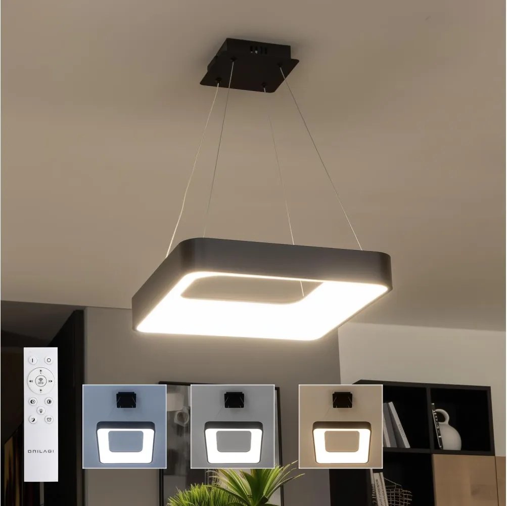 Brilagi - Lampada LED dimmerabile sospesa a cavo FALCON II LED/80W/230V 40x40 cm nero + telecomando
