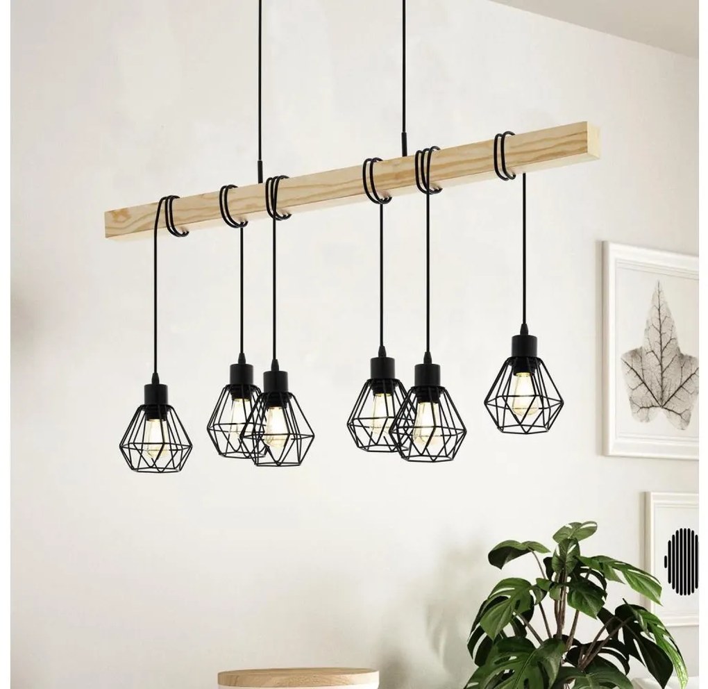 Eglo 44076 - Lampadario a cavo TOWNSHEND 6xE27/60W/230V
