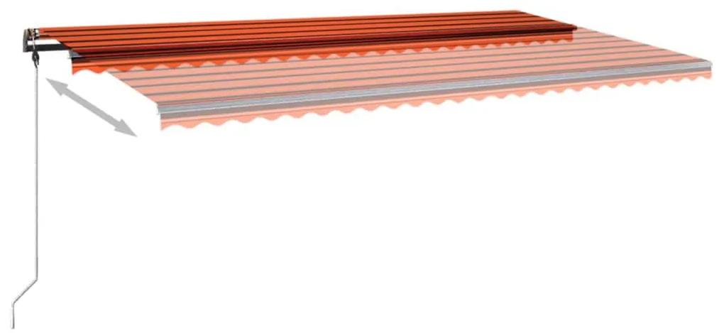 Tenda da Sole Retrattile Manuale LED 600x300 cm Arancio Marrone