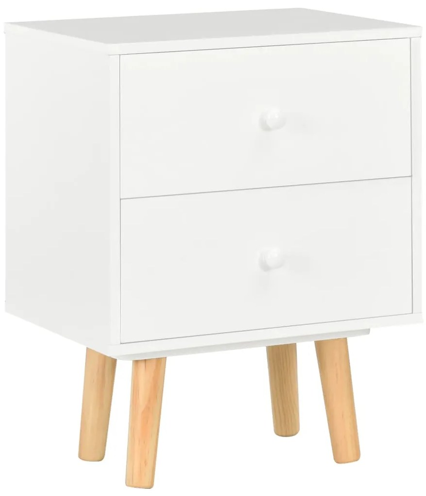 Comodini 2 pz Bianchi 40x30x50 cm Legno Massello di Pino