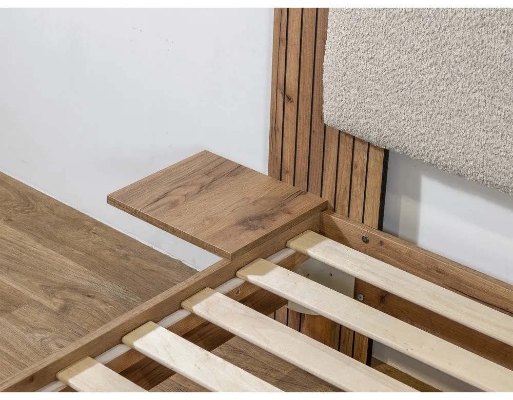 Letto matrimoniale in grigio chiaro con rete inclusa 140x190 cm Lior – Bobochic Paris