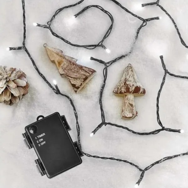 Catena luminosa LED da esterno 40 LED / 3 batterie AA 3,3 m IP44 bianco freddo