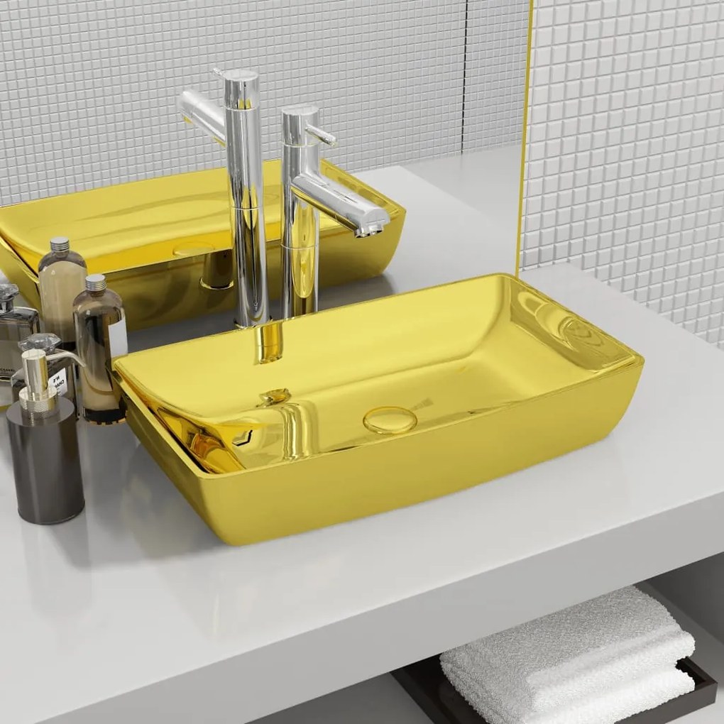 Lavandino 71x38x13,5 Cm İn Ceramica Oro /