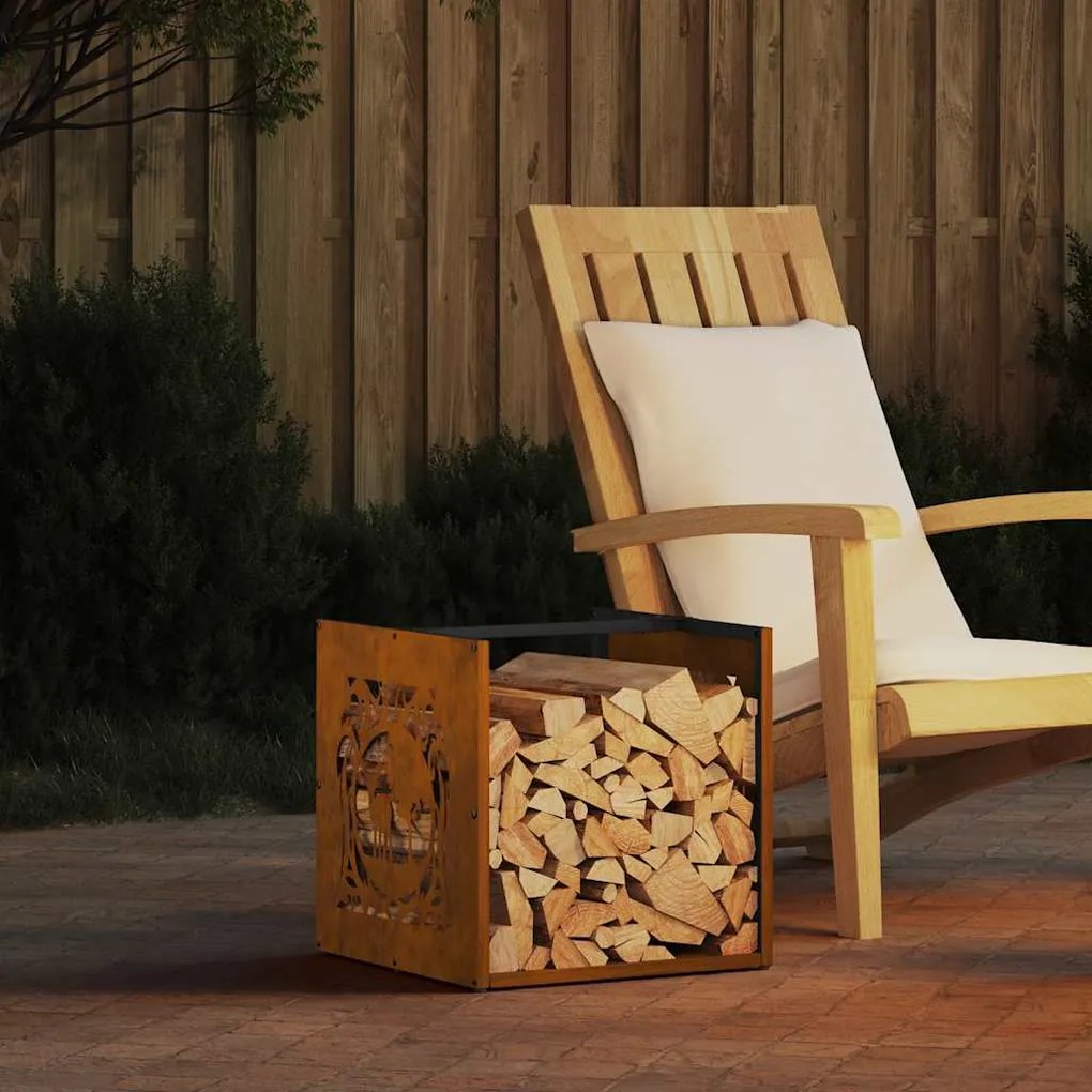 Rastrelliera Per Legna Da Ardere 40x40x40 Cm İn Acciaio Corten /