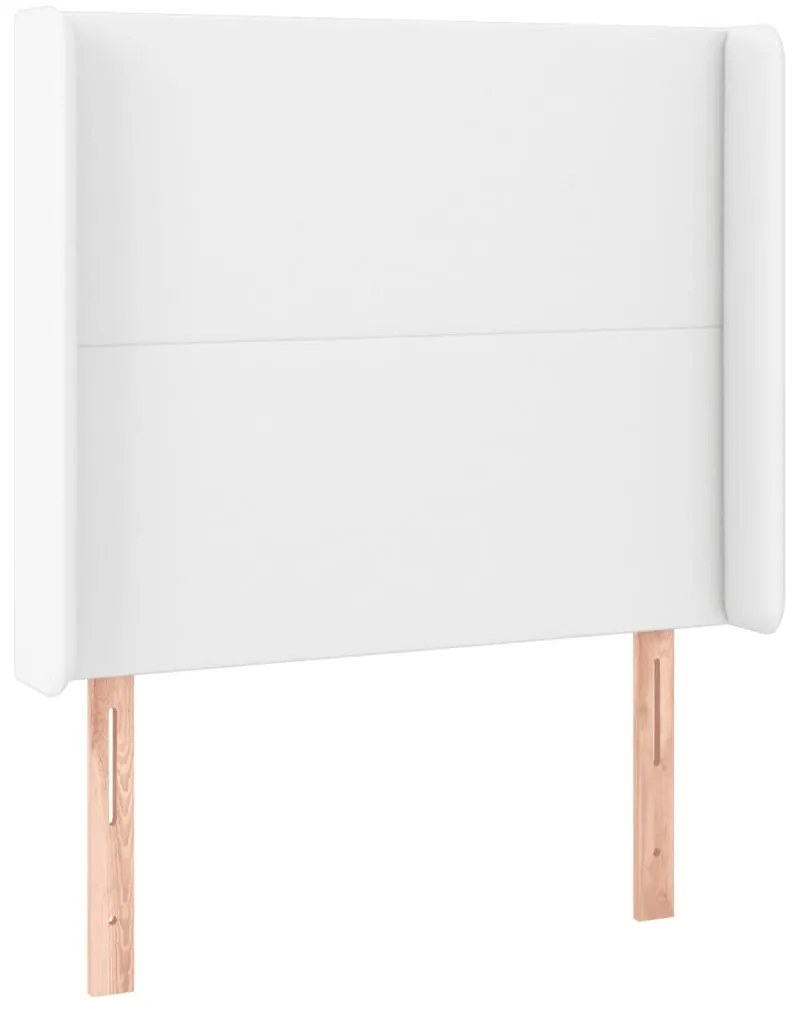 Testiera ad orecchio bianco 83x16x118/128 cm in similpelle