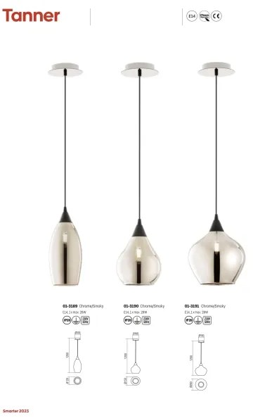 Redo 01-3190 - Lampadario a sospensione con filo TANNER 1xE14/28W/230V diametro 15 cm