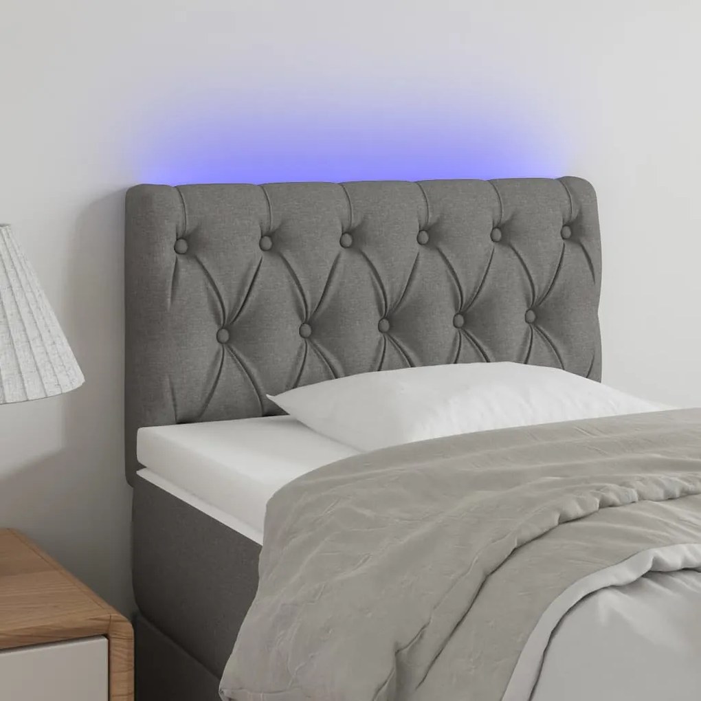 Testiera A Led Grigio Scuro 80x7x78/88 Cm İn Tessuto /