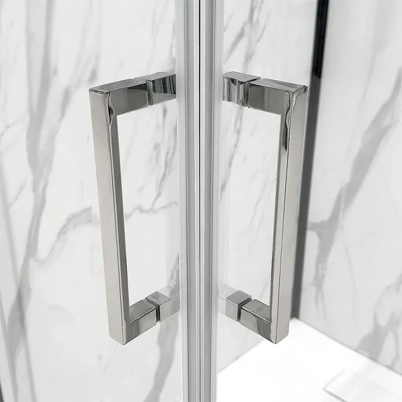 Box doccia angolare 70x70 cm doppio scorrevole in cristallo trasparente Ted