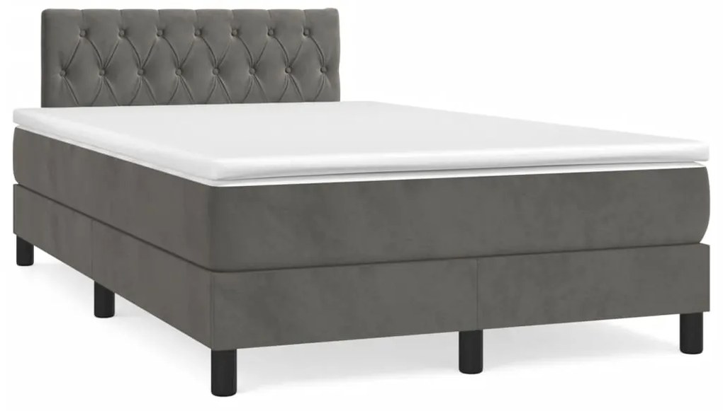 Giroletto A Molle Con Materasso Grigio Scuro 120x190 Cm Velluto /