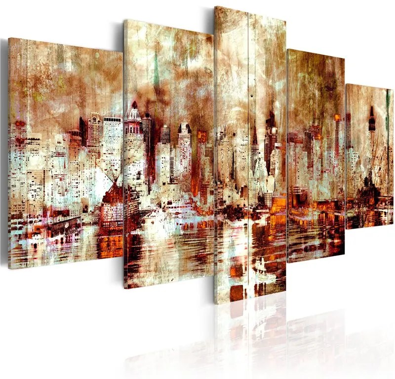 Quadro City of Shadows  Colore Blu, Dimensioni e Misure 100x50