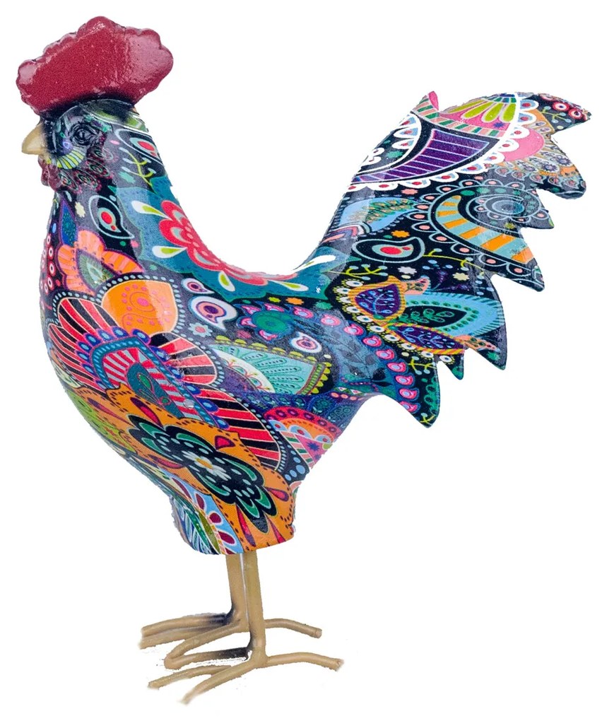 Gallo decorazione 14x17 cm colorato