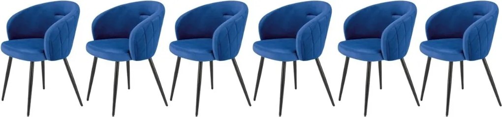 Set di 6 sedie K430 in velluto blu navy