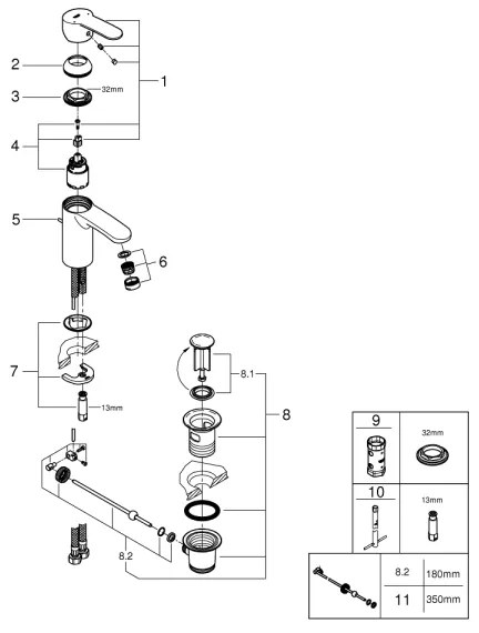 GROHE 3355220E - Miscelatore per lavabo EUROSTYLE COSMOPOLITAN, misura S, finitura cromo