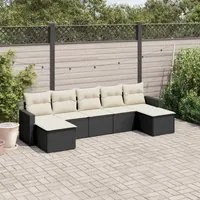 Set Divani da Giardino con Cuscini 7pz Nero Polyrattan 3219326