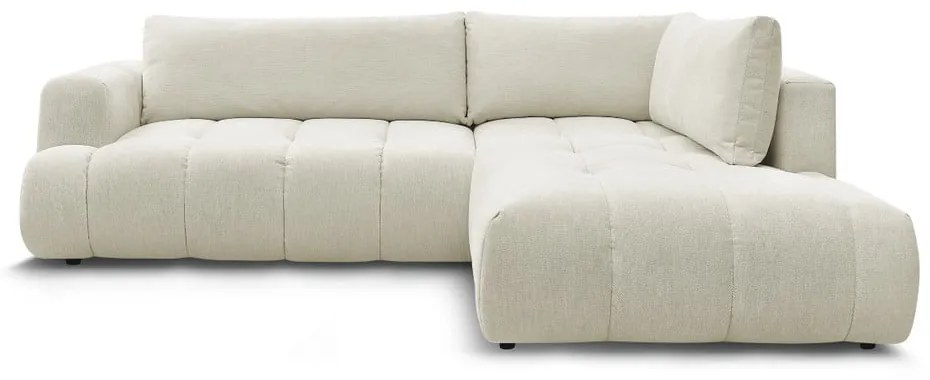 Divano angolare beige allungabile e con contenitore (penisola a destra/a L) Fuji – Bobochic Paris