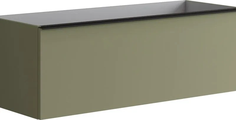Mobile da bagno sospeso sotto lavabo L 120 x H 40 x P 45.5 cm verde salvia, 2 cassetti Pixel plain