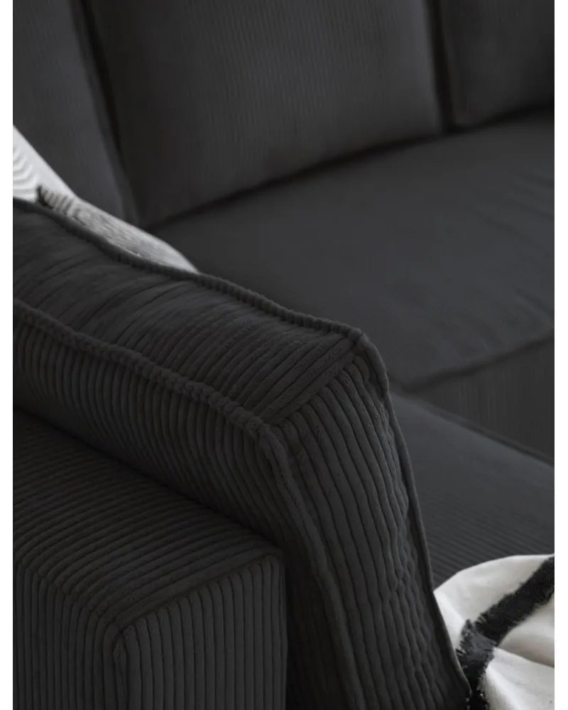 Divano letto angolare in velluto a coste color antracite Brave Dave - Miuform