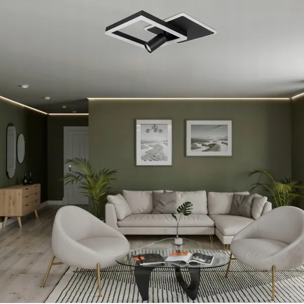 Plafoniera LED/38W/230V + 1xGU10/30W nero