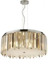 Lampadario Contemporaneo Clarissa Acciaio Cromo Vetro Bianco 5 Luci E14