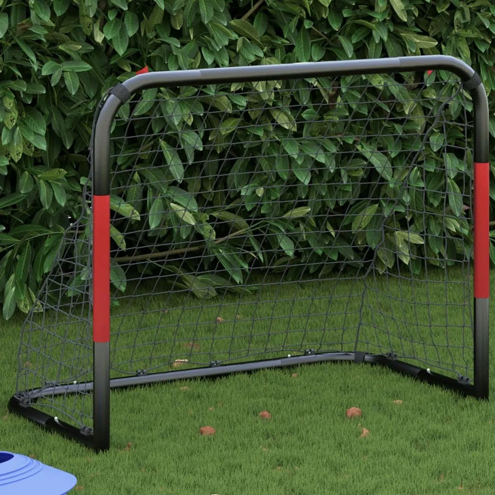 Porta Da Calcio Con Rete Rossa E Nera 90x48x71 Cm İn Acciaio /