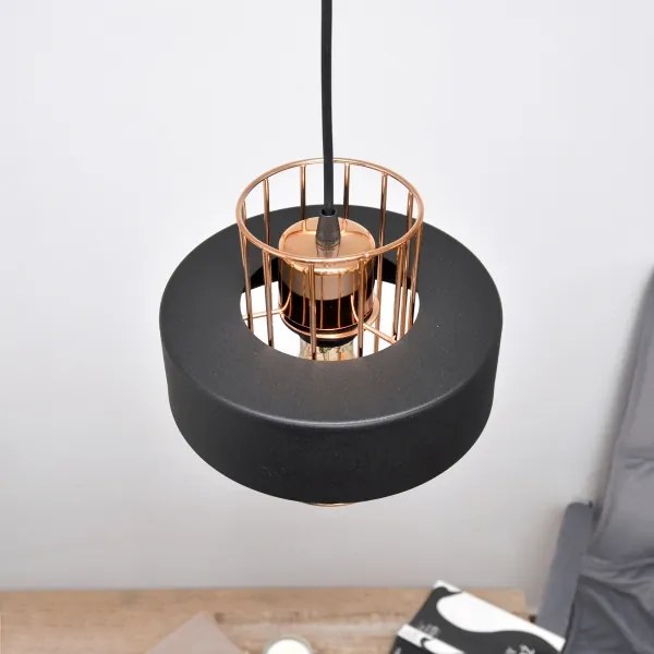 Lampadario LED a sospensione con filo VOLTA 2xE27/15W/230V nero/oro