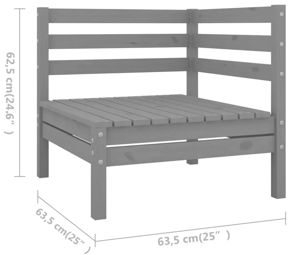 Set Divani da Giardino 4 pz Grigio in Legno Massello di Pino