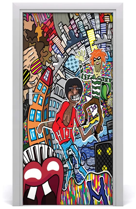 Sticker porta Collage musicale 85x205 cm